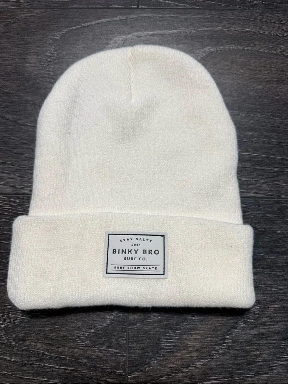 Binky Bro Toddler White Cuffed Knit Beanie
